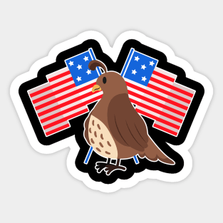 Quail American Flags Sticker